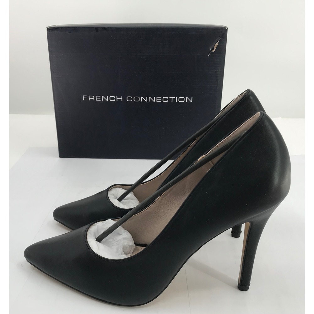 French Connection Womens Black Vegan Leather Pointed Toe Stiletto Pumps size 10‎